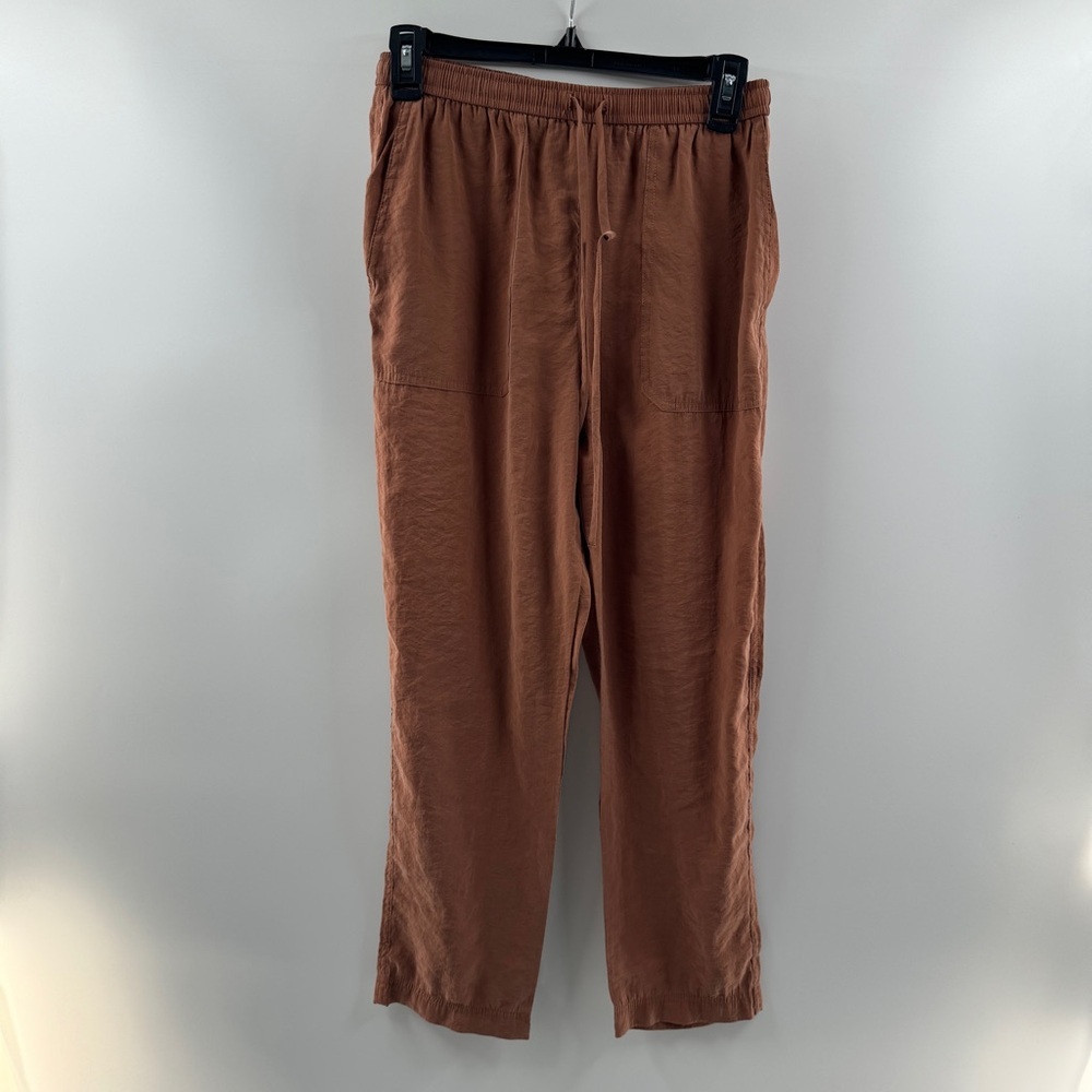 Zara Women’s Rust Drawstring Pants Loose Fit Faux Pocket Detail Size XS - Picture 2 of 8